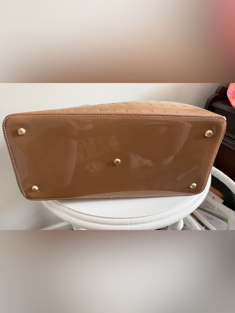 Arcadia Patent Shoulder Bag in Camel - Picture 10 of 14